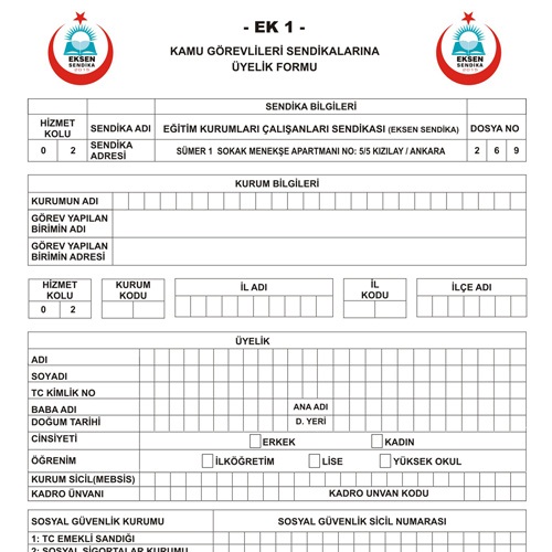 ÜYELİK FORMU